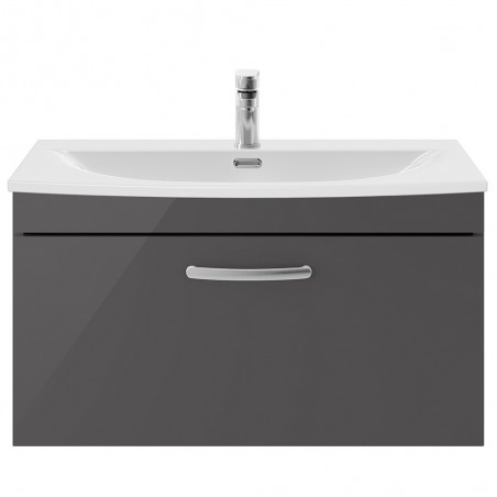 Athena 800mm Wall Hung Cabinet With Curved Basin - Gloss Grey