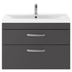Athena 800mm Wall Hung Cabinet & + Mid-Edge Basin - Gloss Grey