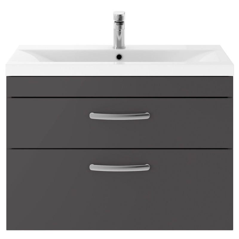 Athena 800mm Wall Hung Cabinet & + Mid-Edge Basin - Gloss Grey Athena 800mm Wall Hung Cabinet & + Mid-Edge Basin - Gloss Grey