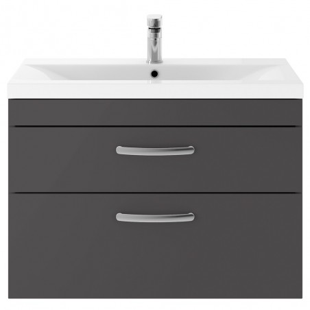 Athena 800mm Wall Hung Cabinet & + Mid-Edge Basin - Gloss Grey