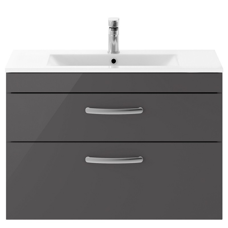 Athena 800mm Wall Hung Cabinet & Minimalist Basin - Gloss Grey Athena 800mm Wall Hung Cabinet & Minimalist Basin - Gloss Grey