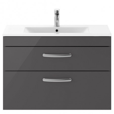 Athena 800mm Wall Hung Cabinet & Minimalist Basin - Gloss Grey