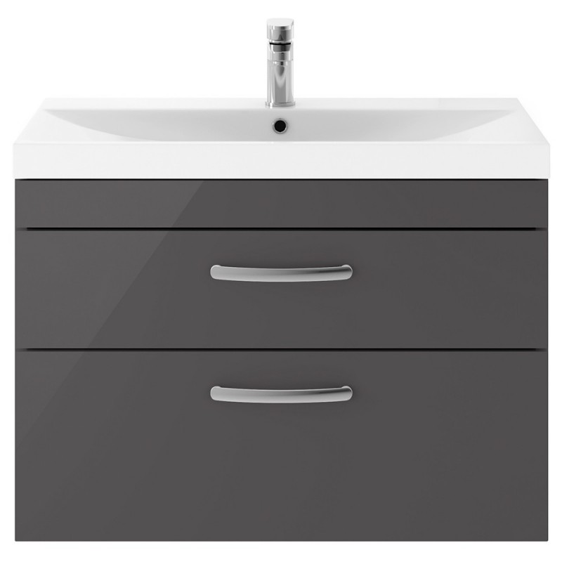 Athena 800mm Wall Hung Cabinet & Thin-Edge Basin - Gloss Grey Athena 800mm Wall Hung Cabinet & Thin-Edge Basin - Gloss Grey