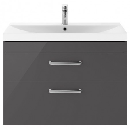 Athena 800mm Wall Hung Cabinet & Thin-Edge Basin - Gloss Grey