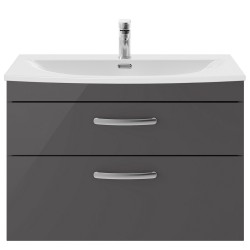 Athena 800mm Wall Hung Cabinet With Curved Basin - Gloss Grey