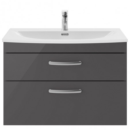 Athena 800mm Wall Hung Cabinet With Curved Basin - Gloss Grey