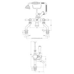 Topaz lever bath shower mixer - Technical Drawing