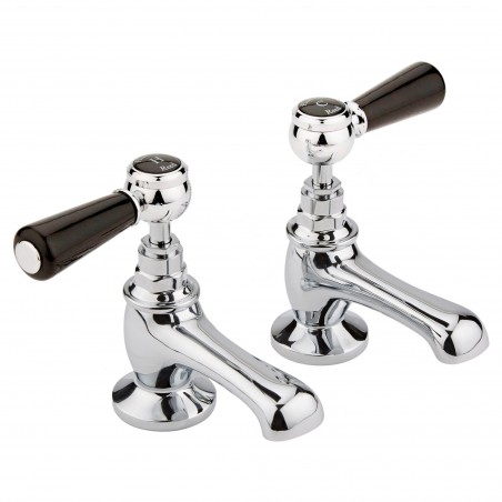 Topaz Black Hex Lever basin taps