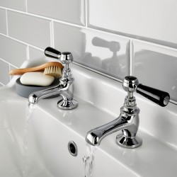 Topaz Black Hex Lever basin taps - Insitu
