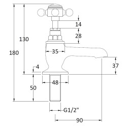Topaz Black Basin Taps - Technical Drawing