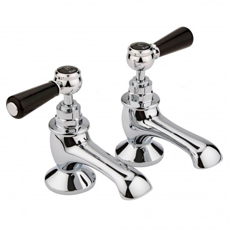 Topaz Black Hex Lever bath taps