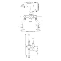 Topaz Black lever bath shower mixer - Technical Drawing