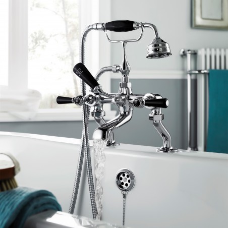 Topaz Black Hex Lever bath shower mixer