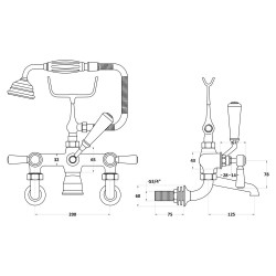Wall Mounted Bath Shower Mixer - Technical Drawing