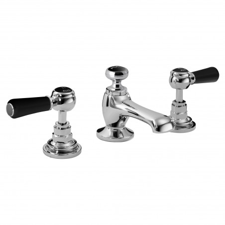 Topaz Black Hex Lever 3 Tap Hole basin mixer