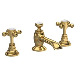Brushed Brass Topaz With Crosshead 3 Tap Hole Basin Mixer
