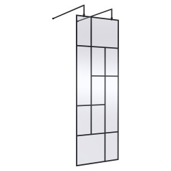Matt Black 700mm Abstract Frame Wetroom Screen with Support Bars