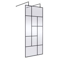 Matt Black 900mm Abstract Frame Wetroom Screen with Support Bars