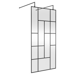 Matt Black 1000mm Abstract Frame Wetroom Screen with Support Bars