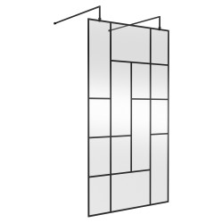 Matt Black 1100mm Abstract Frame Wetroom Screen with Support Bars