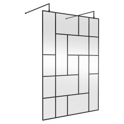 Matt Black 1400mm Abstract Frame Wetroom Screen with Support Bars