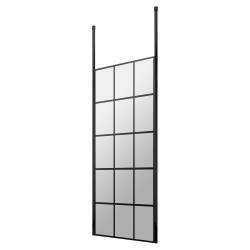700mm x 1950mm Black Framed Wetroom Screen with Ceiling Posts