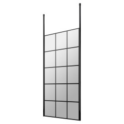 800mm x 1950mm Black Framed Wetroom Screen with Ceiling Posts