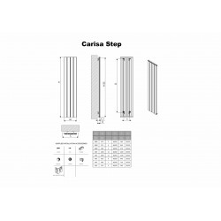 Carisa Step White Aluminium Radiator - 470 x 600mm - Technical Drawing