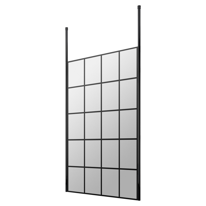 1200mm x 1950mm Black Framed Wetroom Screen with Ceiling Posts 1200mm x 1950mm Black Framed Wetroom Screen with Ceiling Posts