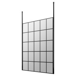 1400mm x 1950mm Black Framed Wetroom Screen with Ceiling Posts