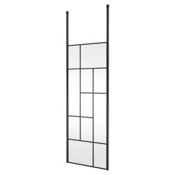 Matt Black 800mm Abstract Frame Wetroom Screen with Ceiling Posts
