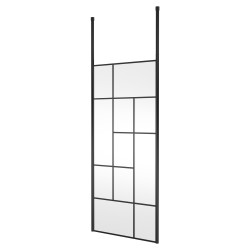 Matt Black 900mm Abstract Frame Wetroom Screen with Ceiling Posts