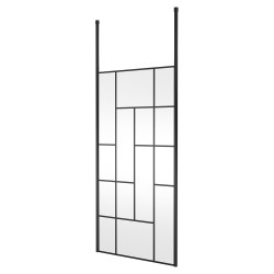 Matt Black 1000mm Abstract Frame Wetroom Screen with Ceiling Posts