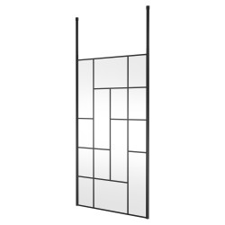 Matt Black 1100mm Abstract Frame Wetroom Screen with Ceiling Posts
