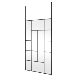 Matt Black 1200mm Abstract Frame Wetroom Screen with Ceiling Posts