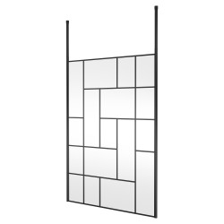 Matt Black 1400mm Abstract Frame Wetroom Screen with Ceiling Posts