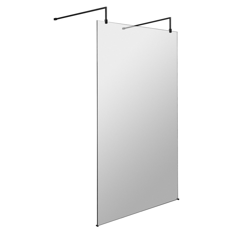 1200mm x 1950mm Wetroom Screen with Black Support Bars and Feet 1200mm x 1950mm Wetroom Screen with Black Support Bars and Feet