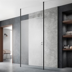 900mm x 1950mm Wetroom Screen with Black Ceiling Posts