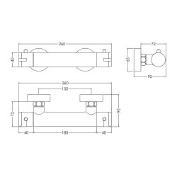 Binsey Thermostatic Bar Valve - Technical Drawing