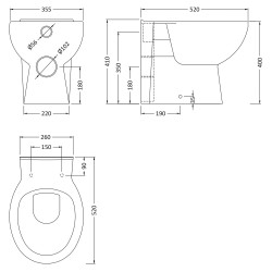 Melbourne Back To Wall Toilet - Technical Drawing