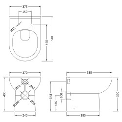 Lawton Back to Wall Toilet - Technical Drawing
