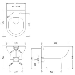 700mm Square Shower Bath End Panel - Satin Blue - Technical Drawing