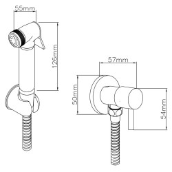 Douche Spray Kit with Handset Holder Manual Valve - Technical Drawing