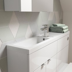 Fusion 1100mm Slimline Combination Vanity & Toilet Unit - Gloss White - Insitu