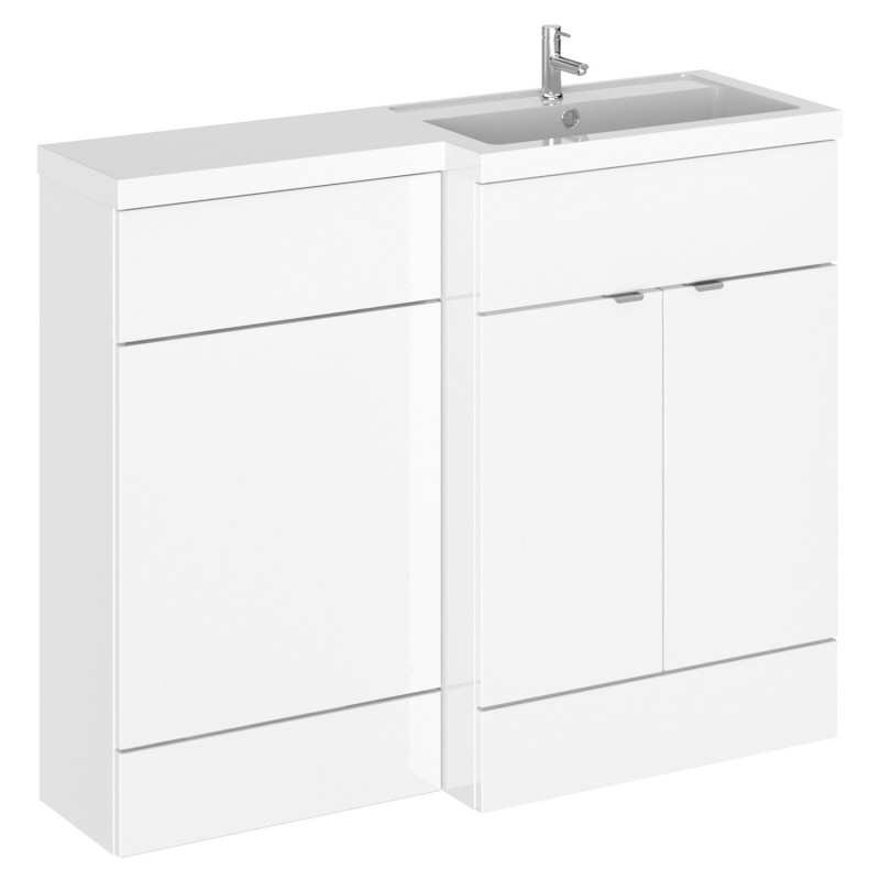 Fusion 1100mm Combination Vanity & Toilet Unit with Right Hand Basin - Gloss White Fusion 1100mm Combination Vanity & Toilet Unit with Right Hand Basin - Gloss White