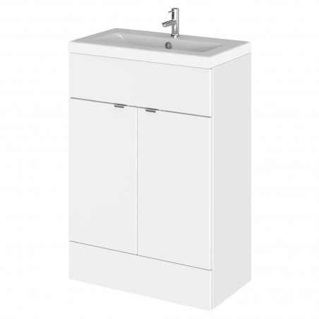 Fusion 600mm Vanity Unit & Ceramic Basin - Gloss White