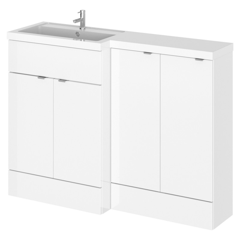 Fusion 1200mm Combination Vanity & Toilet Unit with Left Hand Basin - Gloss White Fusion 1200mm Combination Vanity & Toilet Unit with Left Hand Basin - Gloss White