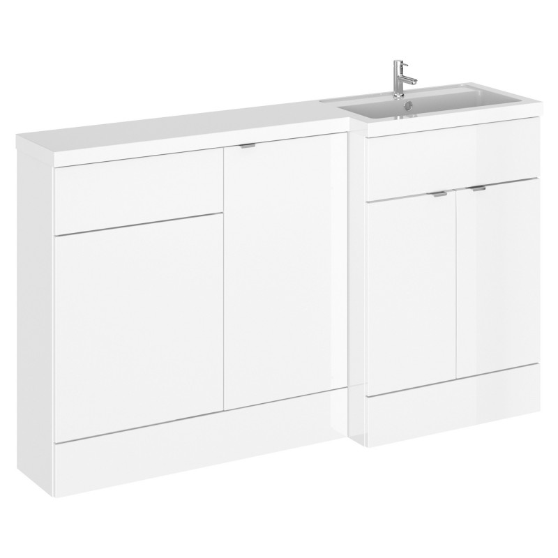 Fusion 1500mm Combination Vanity, Toilet and Storage Unit with Right Hand Basin - Gloss White Fusion 1500mm Combination Vanity, Toilet and Storage Unit with Right Hand Basin - Gloss White