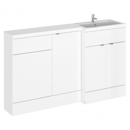 Fusion 1500mm Combination Vanity, Toilet and Storage Unit with Right Hand Basin - Gloss White