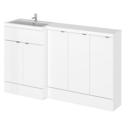 Fusion 1500mm Combination Vanity, Toilet and Storage Unit with Left Hand Basin - Gloss White